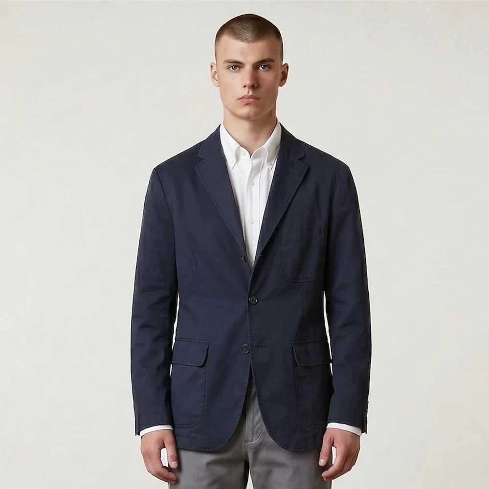 Polo Ralph Lauren Blazer Jacket Mens Large Navy Cotton Unstructured Sport Coat